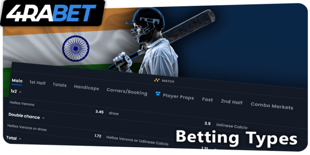 types of bets at 4rabet for Indian bettors