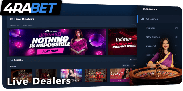 Live Dealers section at 4rabet